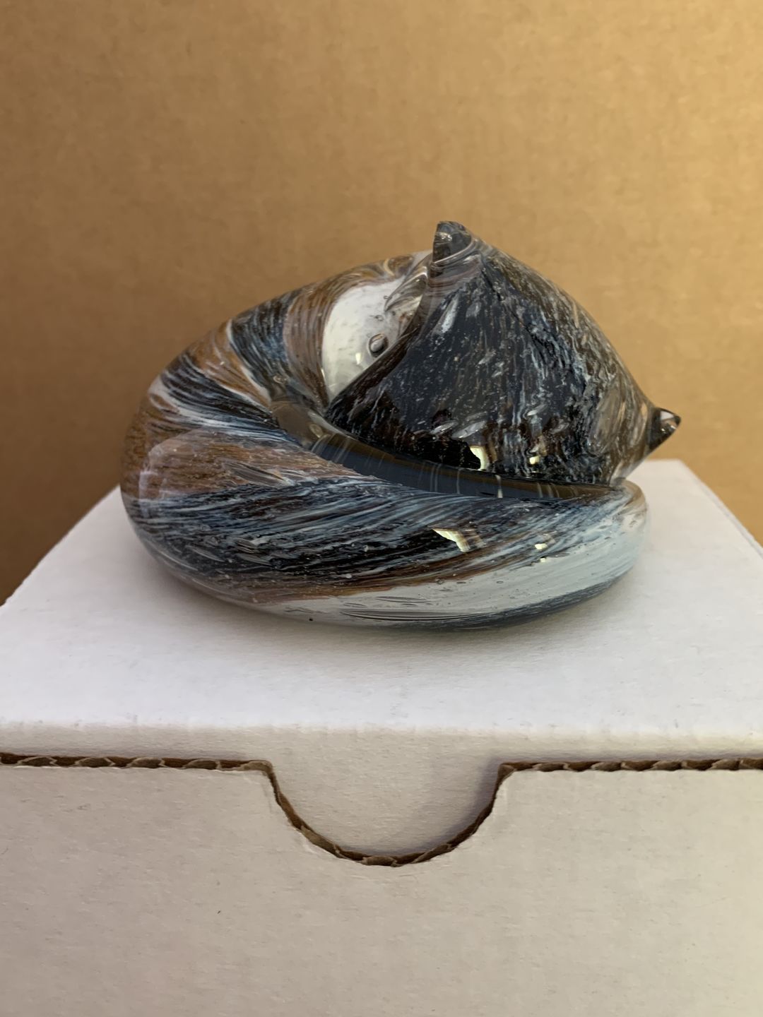 Customer photo review of Calico Sleeping Cat with Infused Cremation Ashes