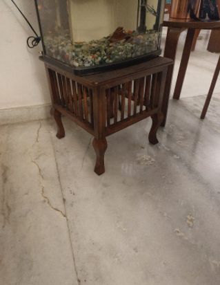 Customer photo review of Mango Wood Walnut Finish Handmade Carving Classic Side Table for Living Room (Brown)