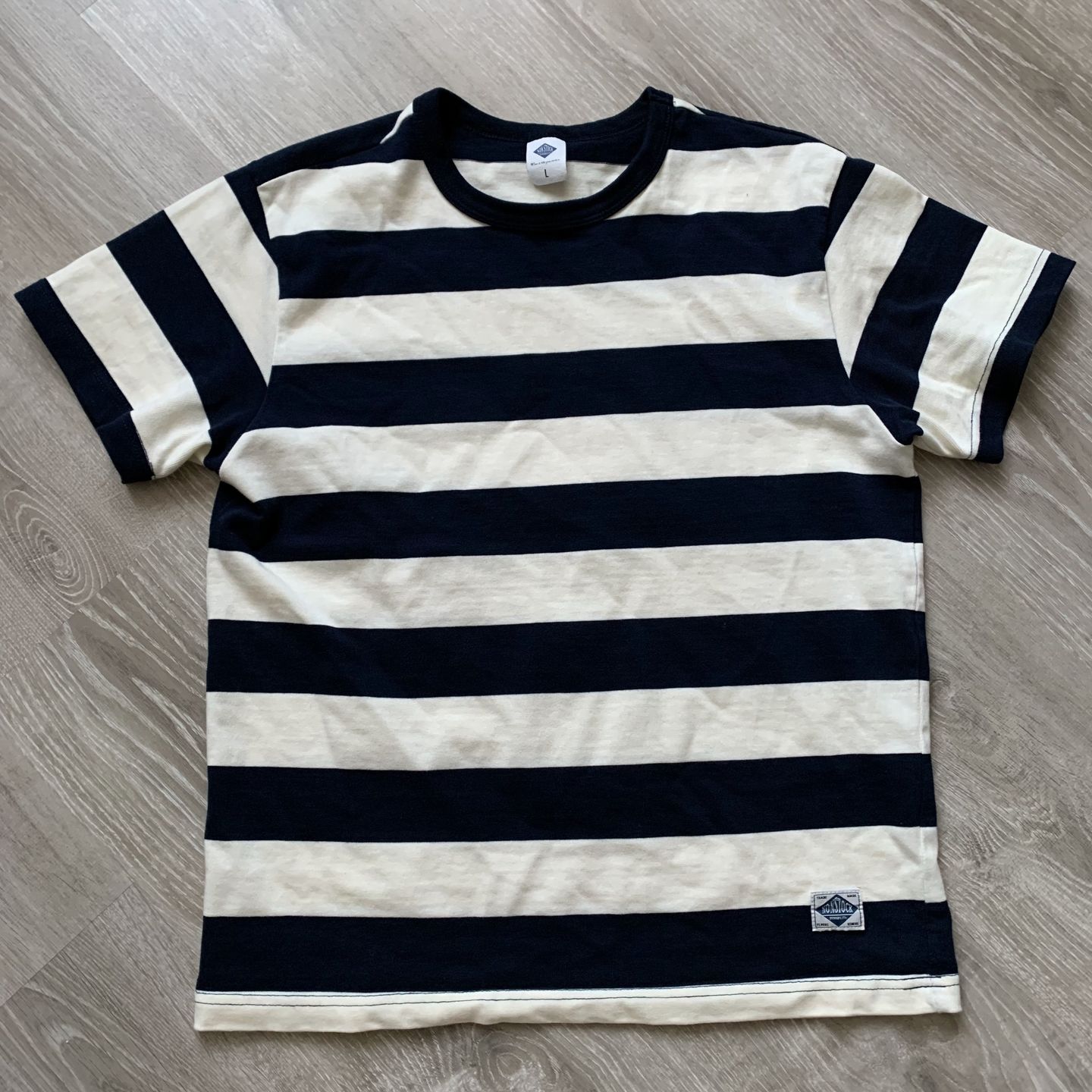 Customer photo review of Heavyweight Cotton Wide Striped T-Shirt - Black/White