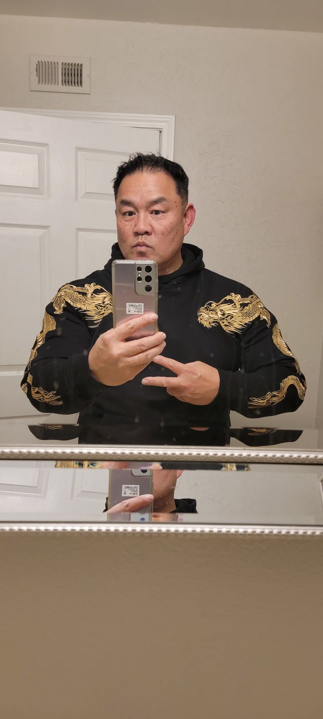 Customer photo review of Double Flying Dragons Embroidery Hoodie
