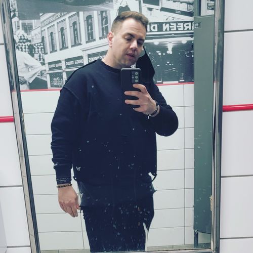 Customer photo review of Size Up Black REVERSIBLE Retro Distressed Crewneck