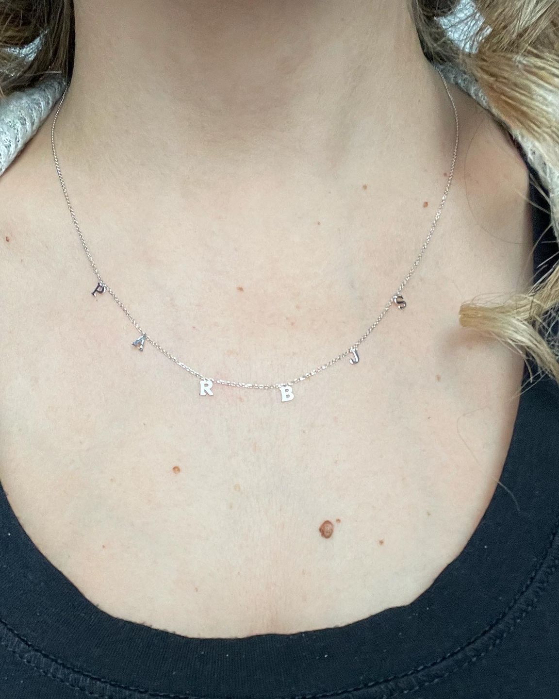 Customer photo review of Dainty Letter Name Necklace