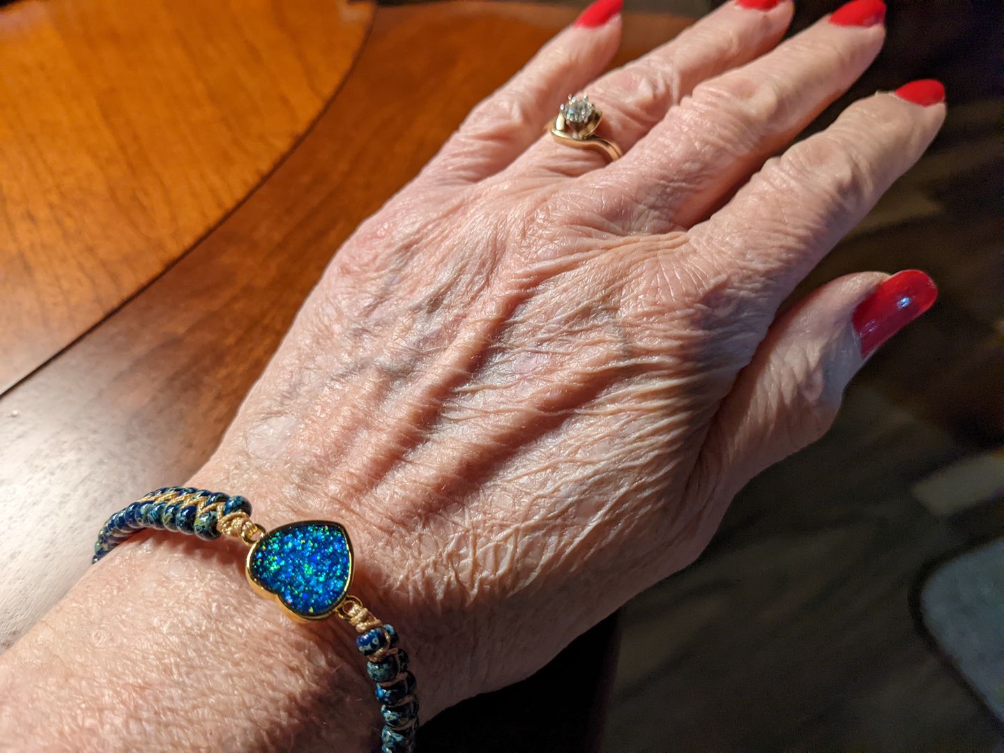 Customer photo review of Everlasting Friendship Opal Heart Bracelet
