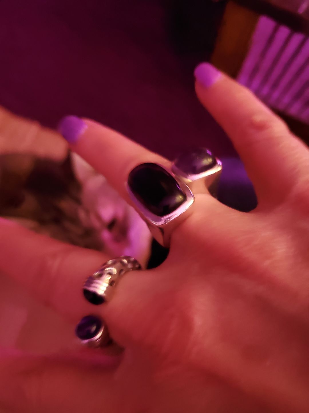 Customer photo review of Allegro Mystic Ring with Amethyst