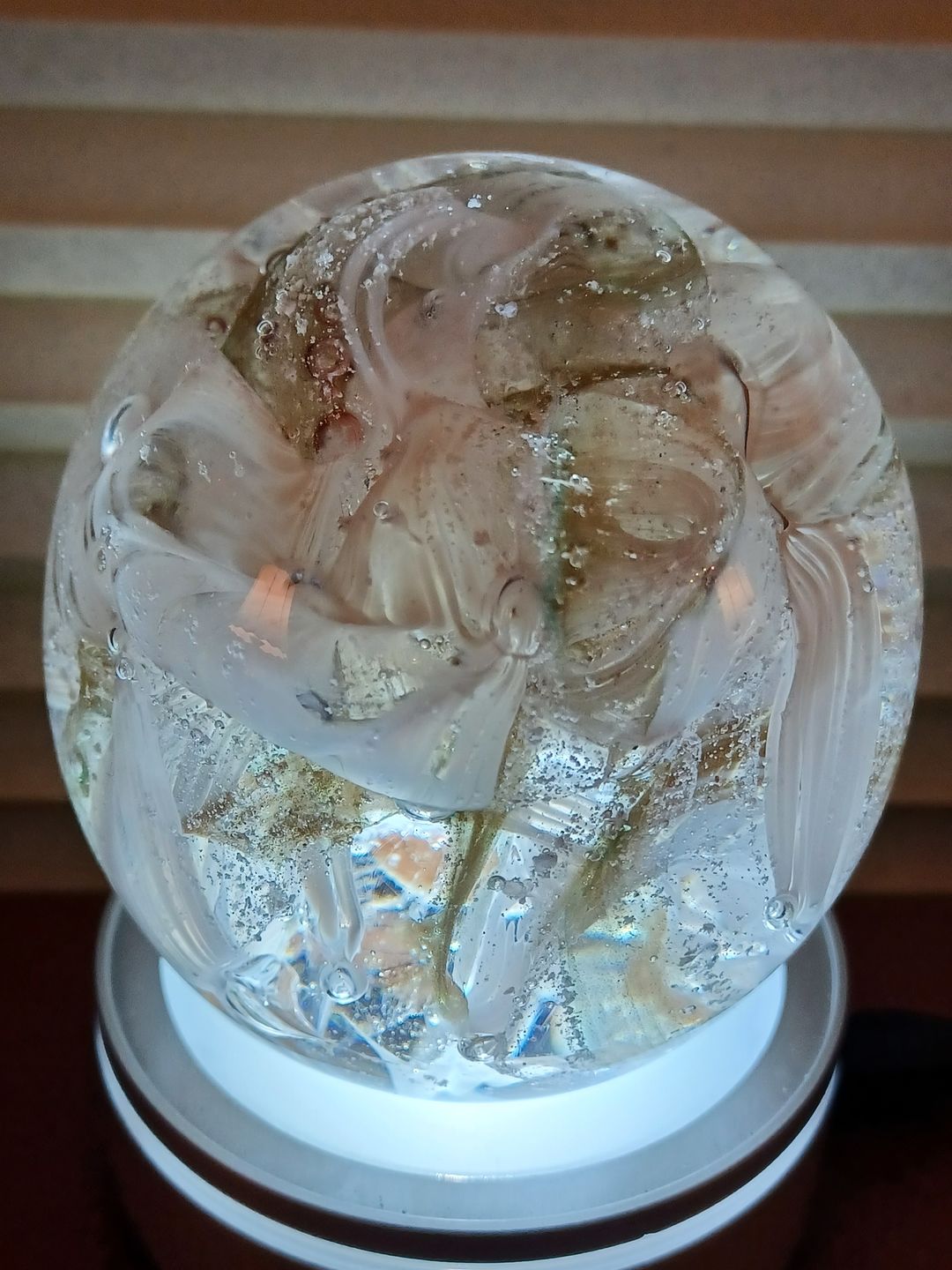 Customer photo review of Cotton Candy Orb with Infused Cremation Ashes