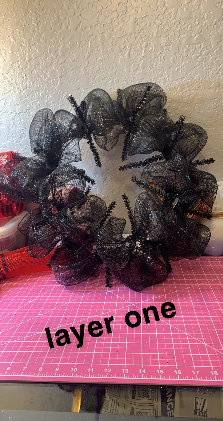 Customer photo review of 15-24" Tinsel Work Wreath Form: White
