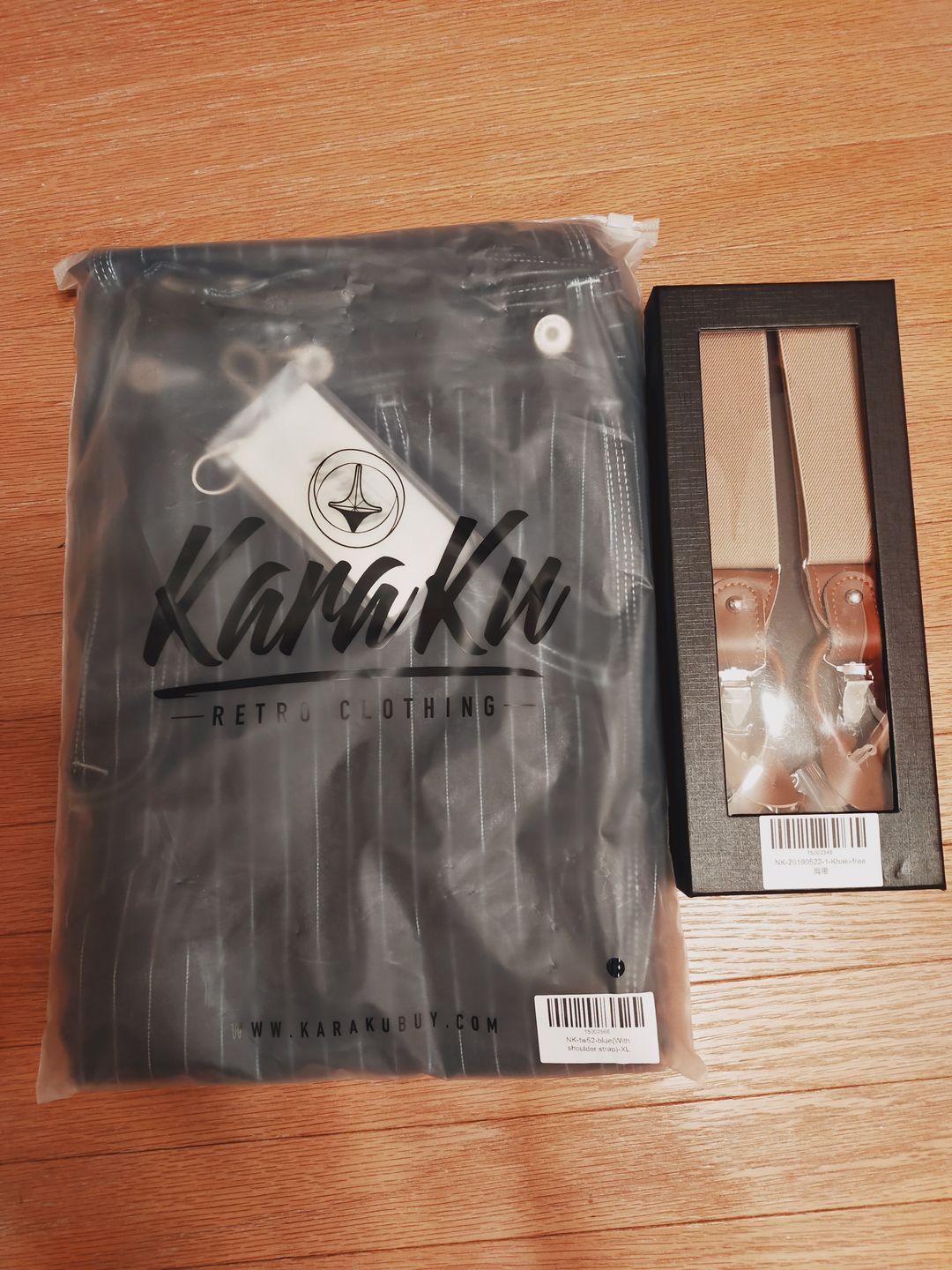 Customer photo review of サスペンダー付きストライプワークパンツ