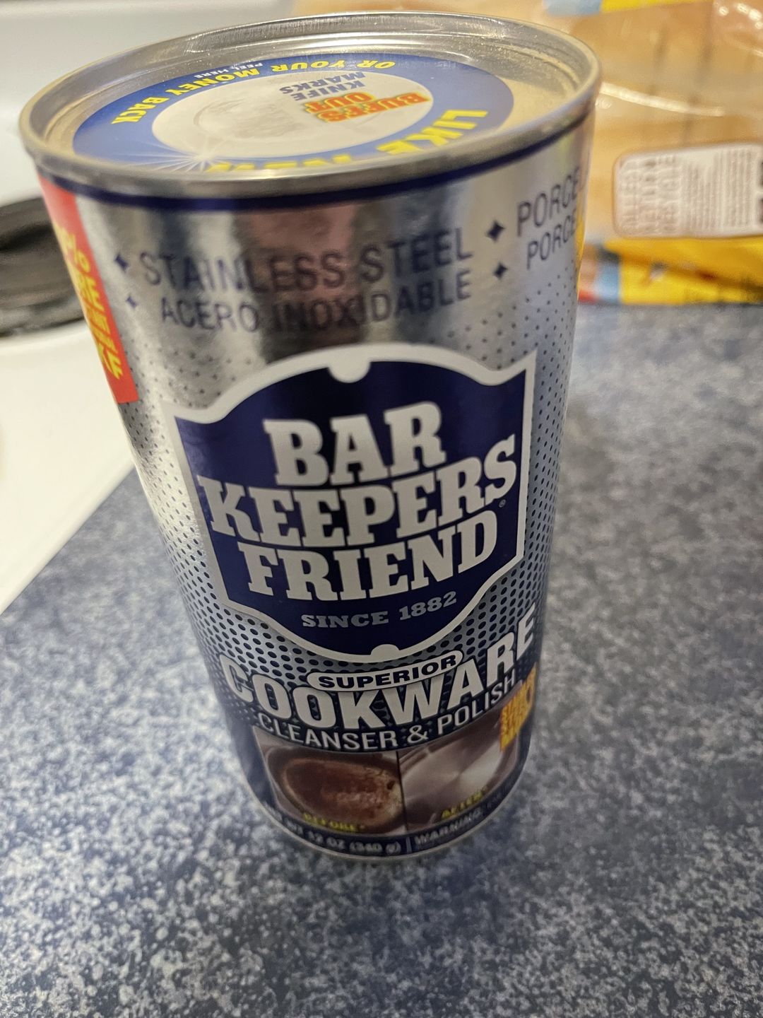 Customer photo review of Bar Keepers Friend Cookware Cleanser and Polish 340g