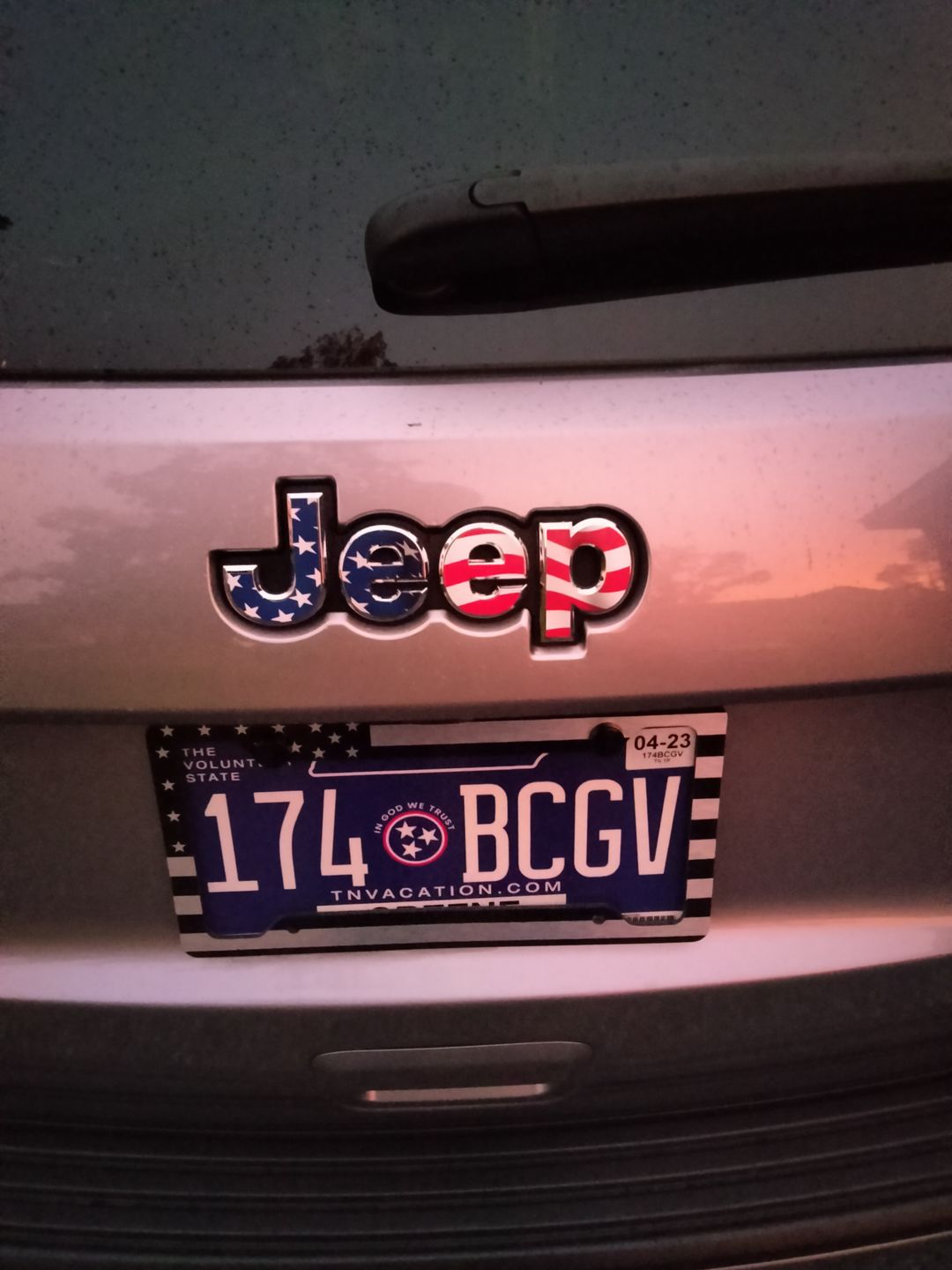 Customer photo review of JEEP Emblem Overlay Decals – American Flag Print | Fits Grand Cherokee, Cherokee, Compass, Renegade, Liberty & Patriot