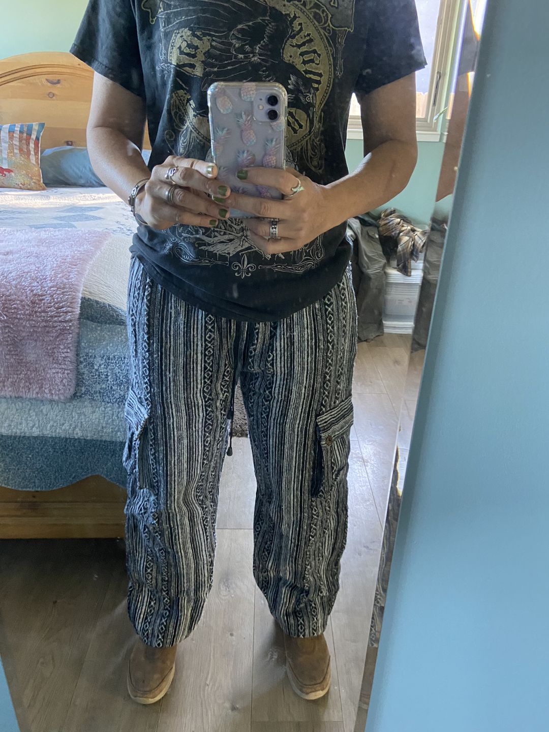 Customer photo review of Woven Cotton Cargo Pants