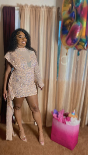 Customer photo review of Sequined Party Cut Out Mini Dress