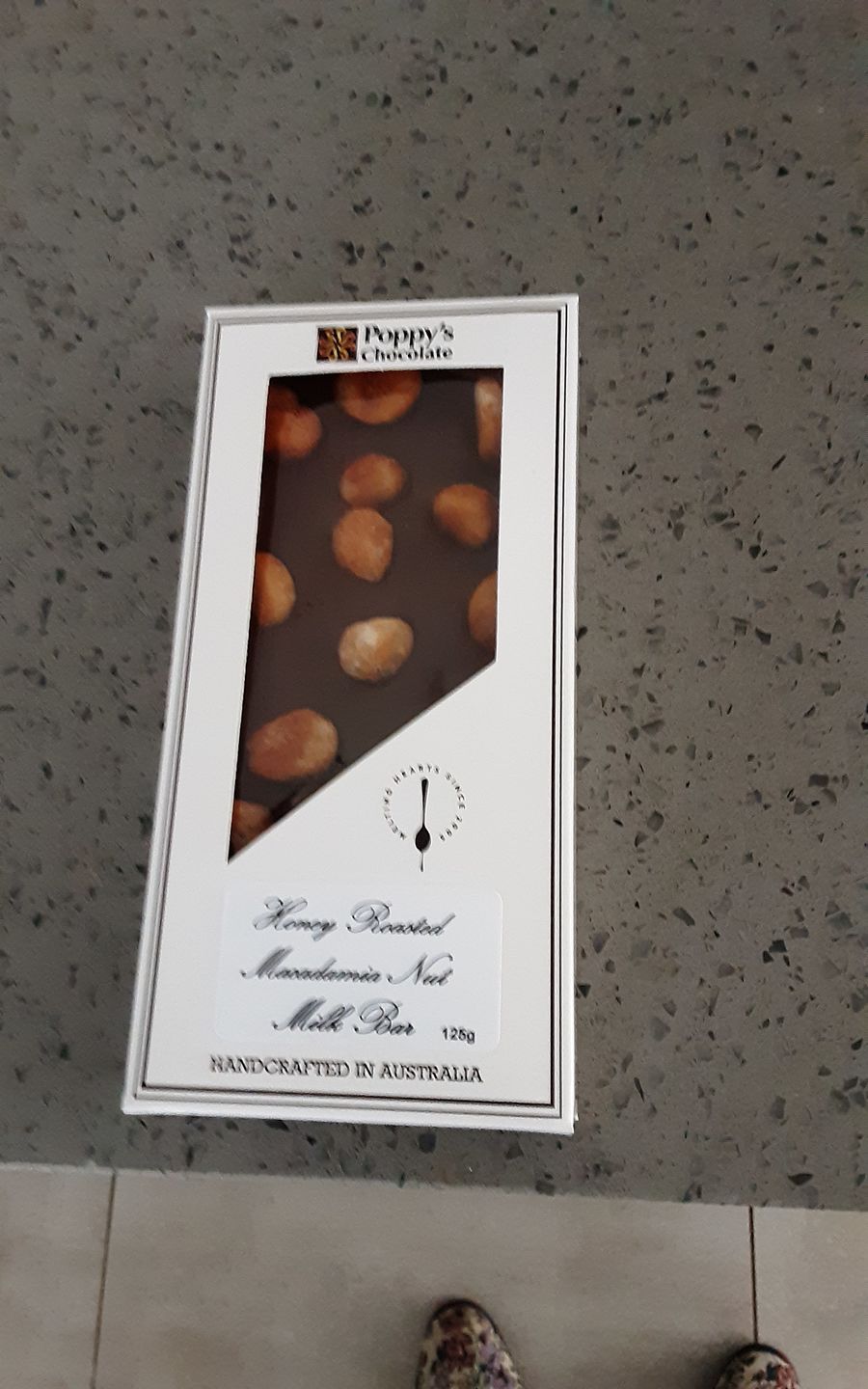Customer photo review of Honey Roasted Macadamias and Milk Chocolate Block 125g