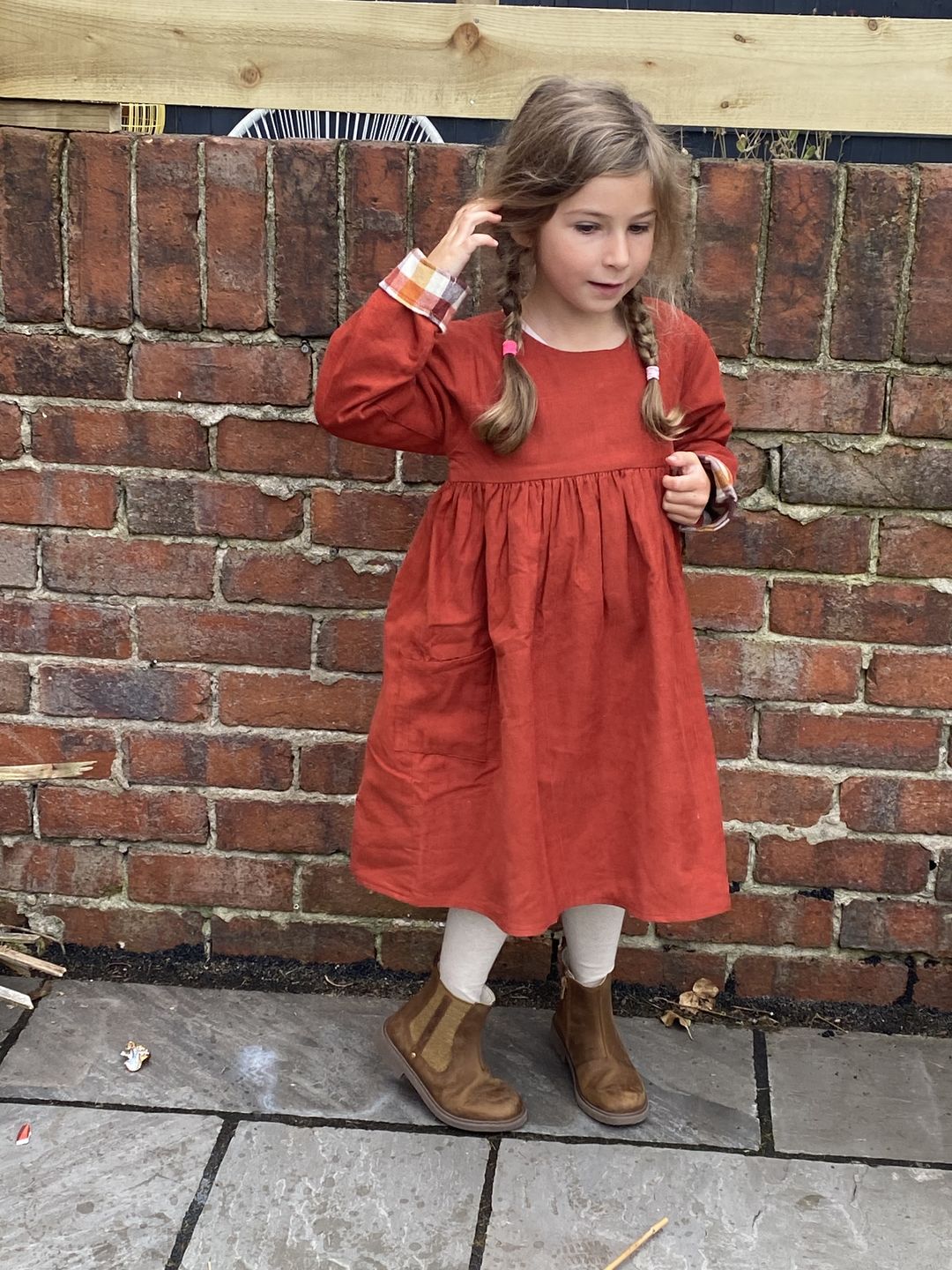 Customer photo review of Burnt Ochre Day After Day Reversible Corduroy Pocket Dress