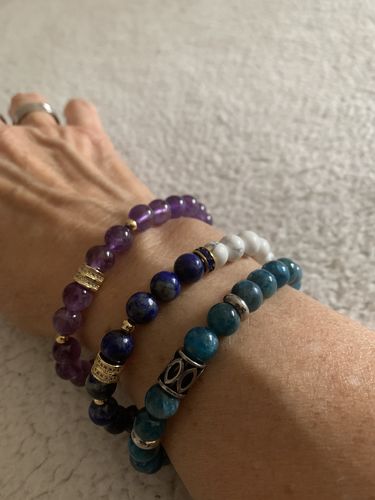 Customer photo review of BRACELET APATITE BLEUE 8 mm "Réduction du grignotage"