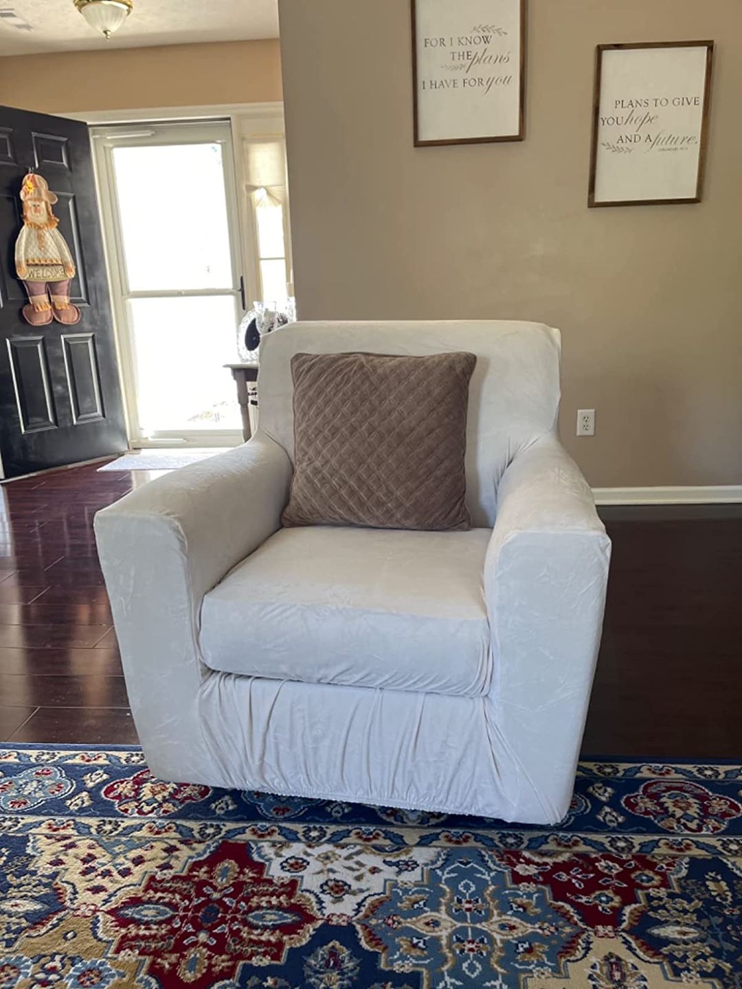 Customer photo review of High Stretch Velvet Plush Sofa Cushion Slipcover