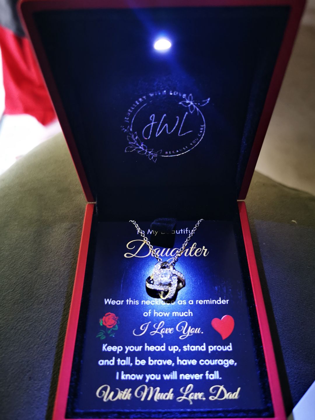 Customer photo review of Stand Tall Necklace - From Dad - DT11