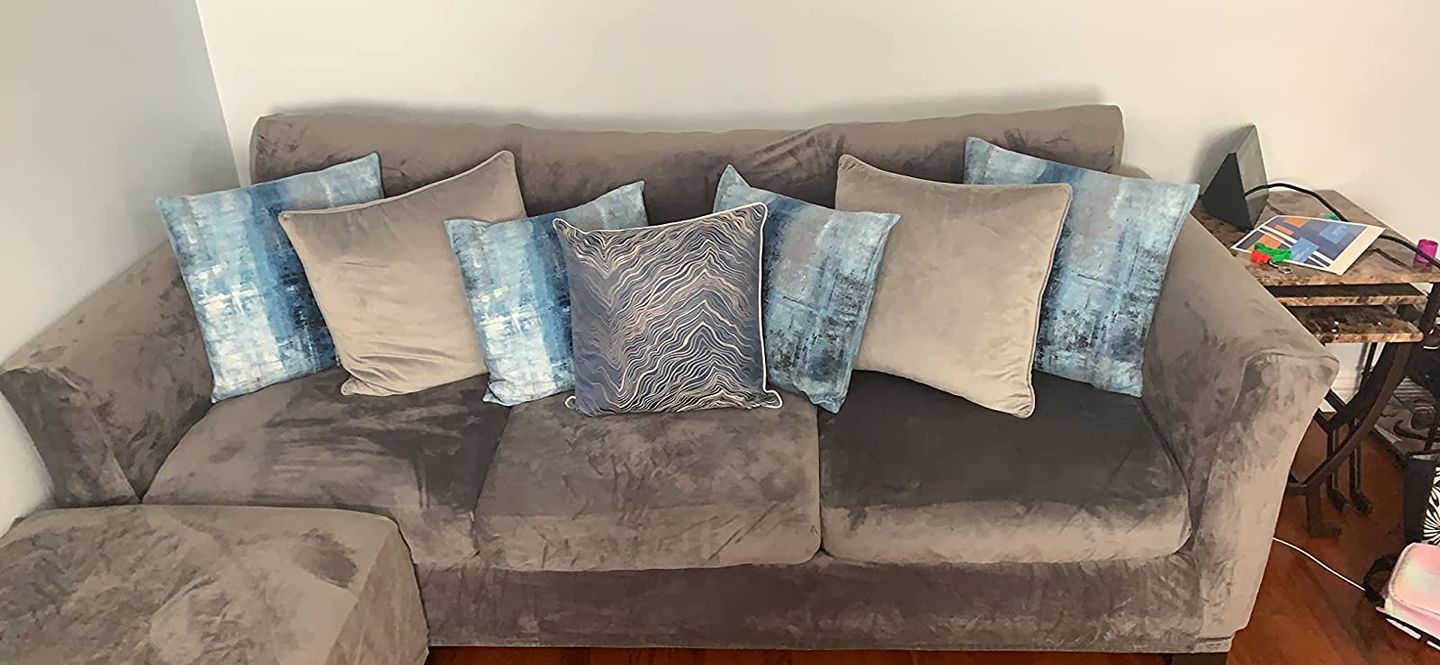 Customer photo review of High Stretch Velvet Plush Sofa Cushion Slipcover
