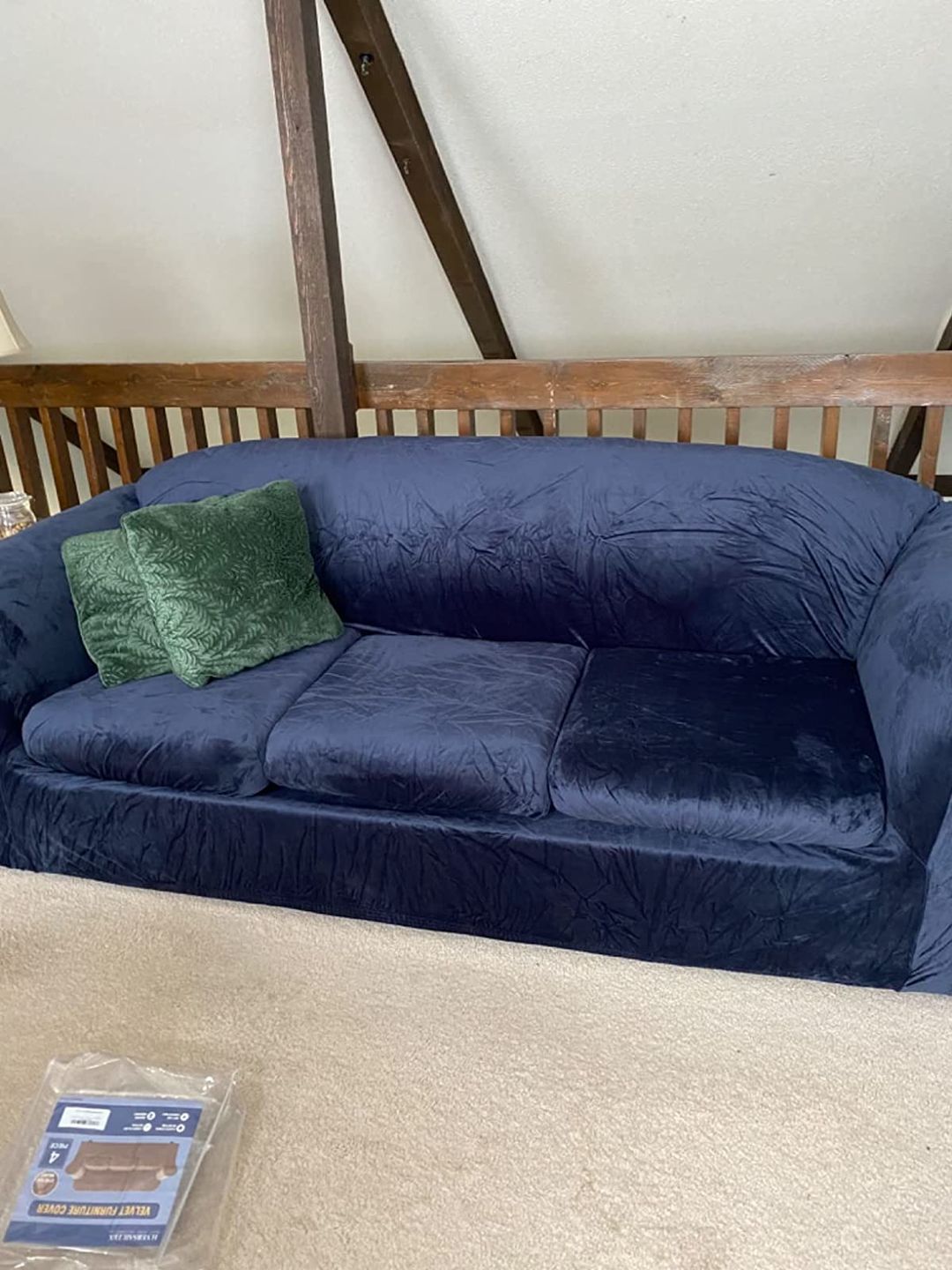 Customer photo review of High Stretch Velvet Plush Sofa Cushion Slipcover