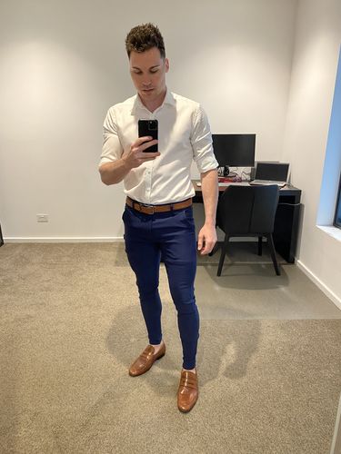 Customer photo review of Ultra Stretch Chino Pants - Skinny Fit - Navy