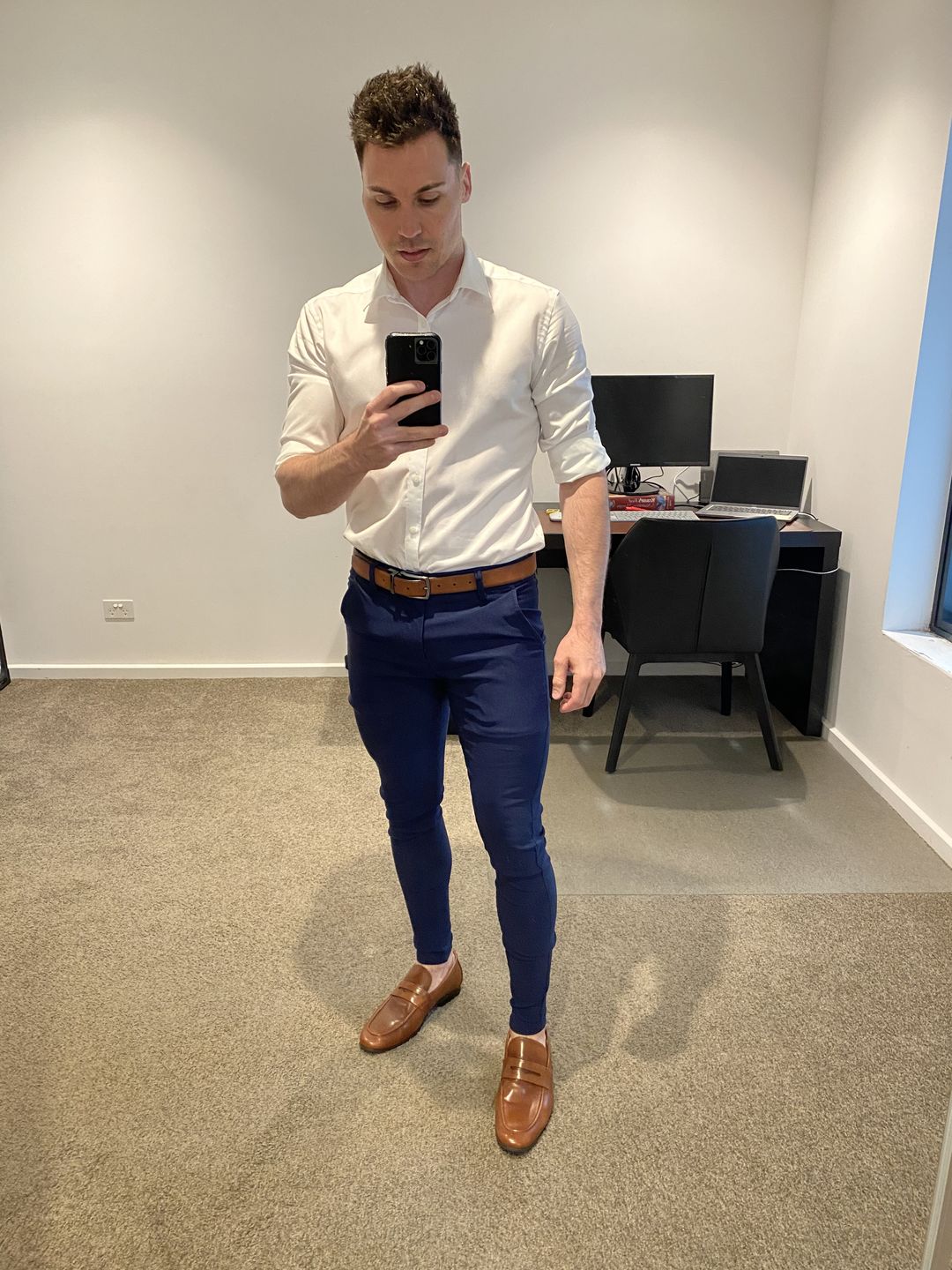Customer photo review of Ultra Stretch Chino Pants - Skinny Fit - Navy