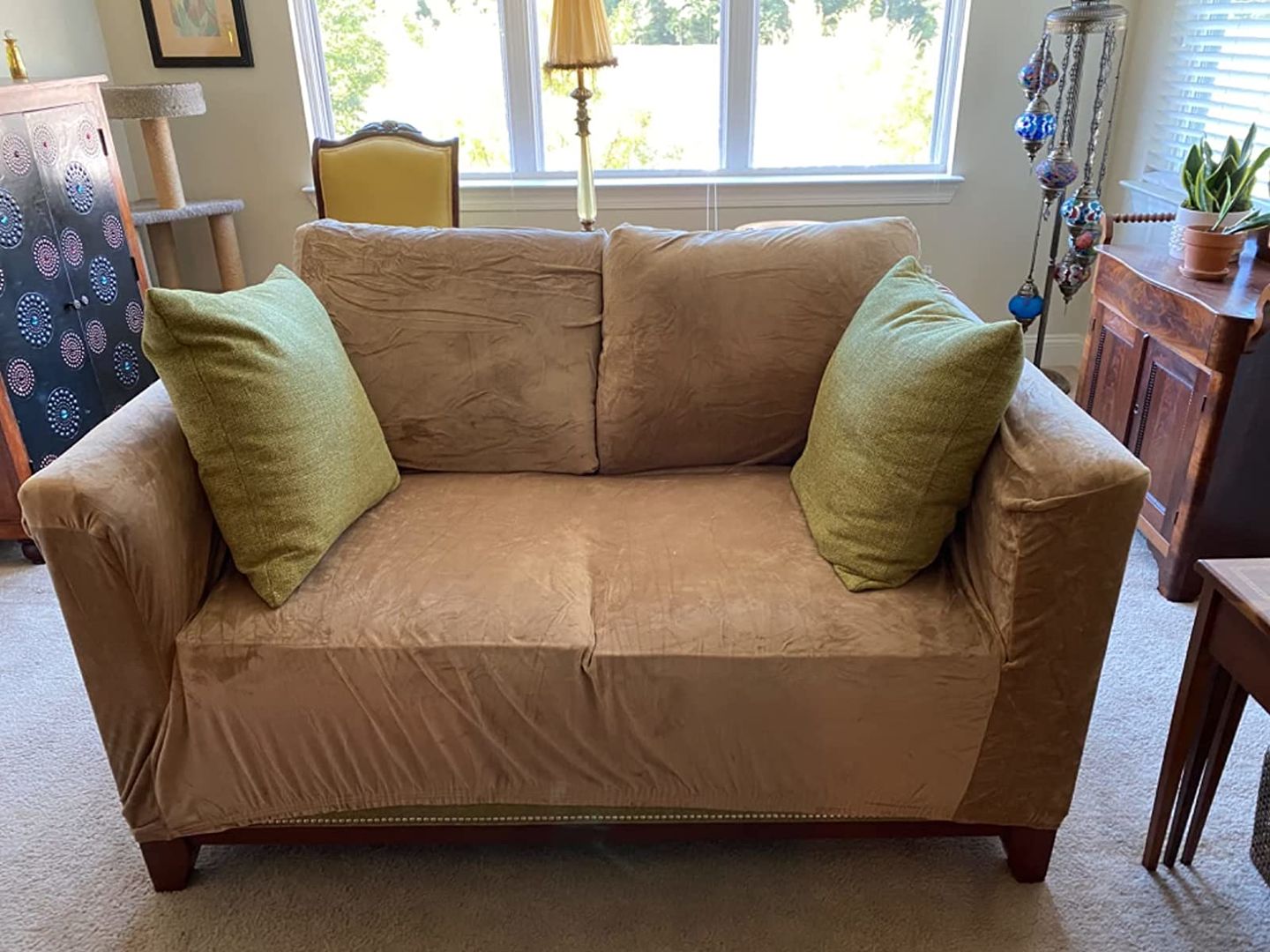 Customer photo review of High Stretch Velvet Plush Sofa Cushion Slipcover