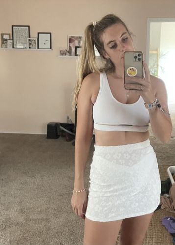 Customer photo review of Naomi Skirt - White Floral Terry