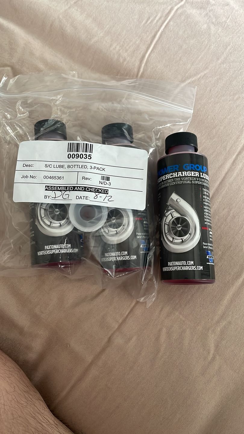 Customer photo review of Vortech V3 Blower Oil Three-Pack 4-oz Bottles