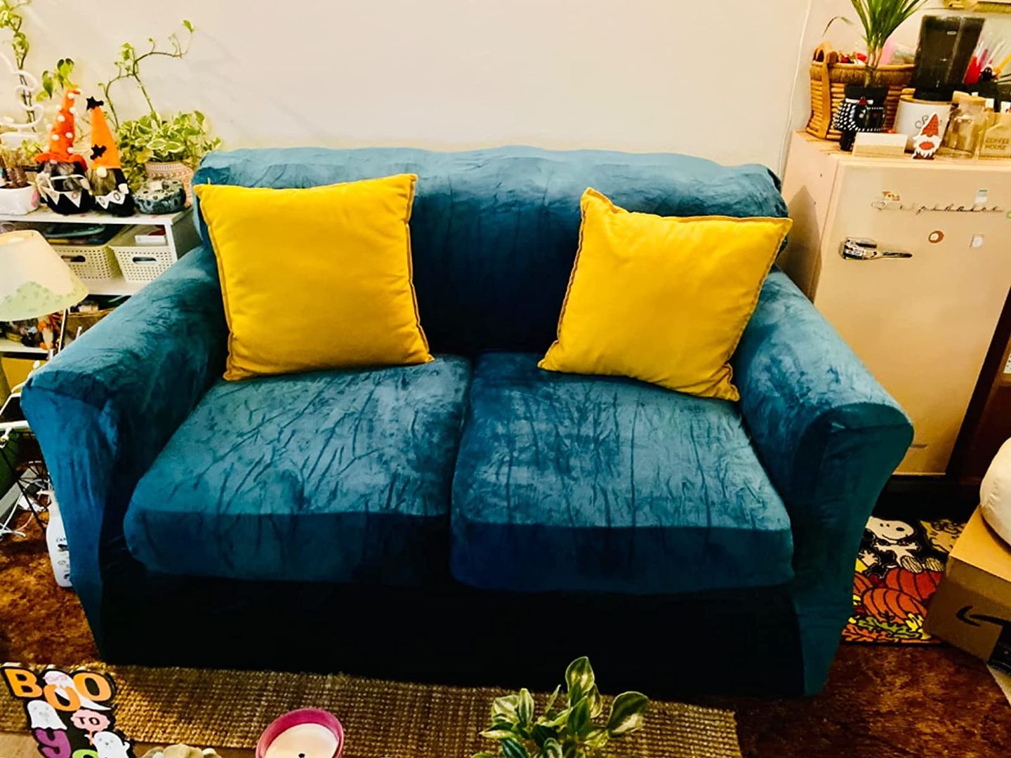 Customer photo review of High Stretch Velvet Plush Sofa Cushion Slipcover