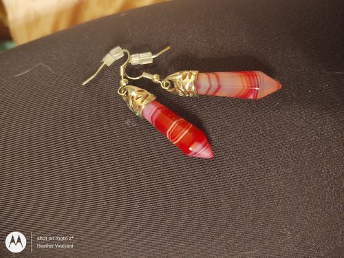 Customer photo review of Hexagonal Harmony Earrings