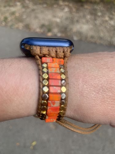 Customer photo review of Sunrise Jasper Apple Watch Strap
