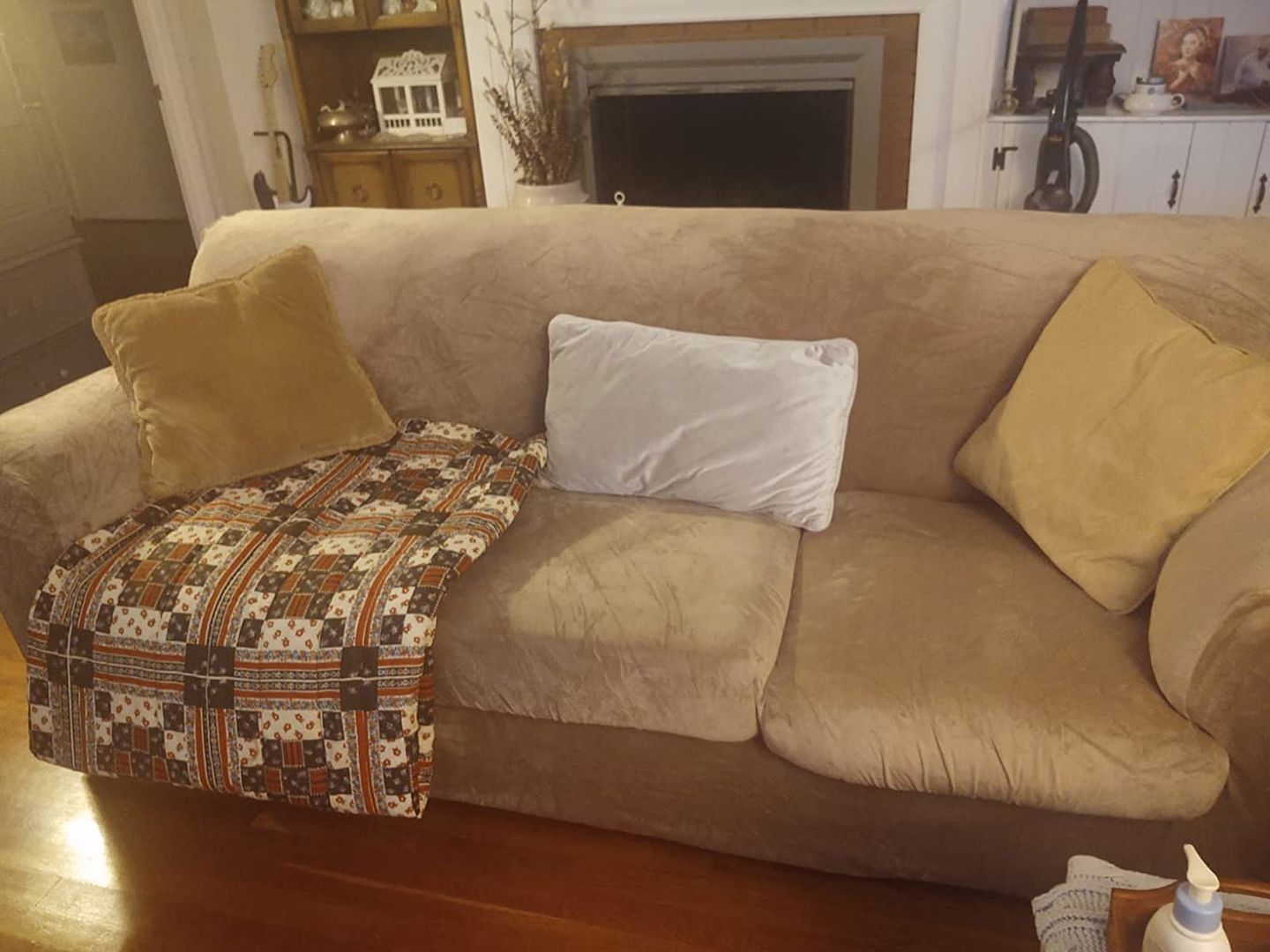 Customer photo review of High Stretch Velvet Plush Sofa Cushion Slipcover