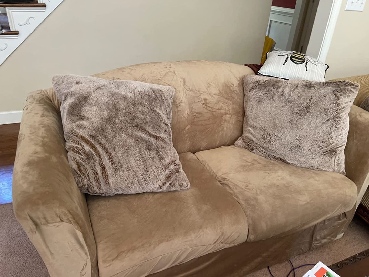 Customer photo review of High Stretch Velvet Plush Sofa Cushion Slipcover