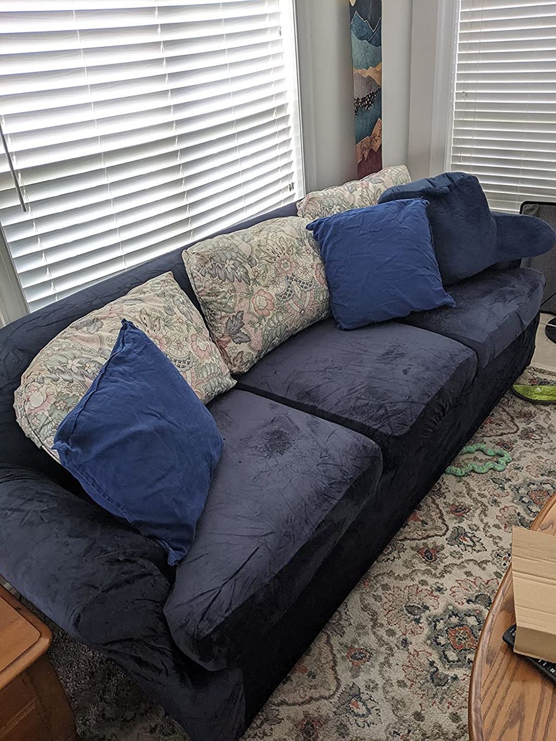 Customer photo review of High Stretch Velvet Plush Sofa Cushion Slipcover