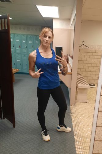 Customer photo review of Salty Savage Ladies 90's Summer Edition Racerback Tank | Royal Blue/Black