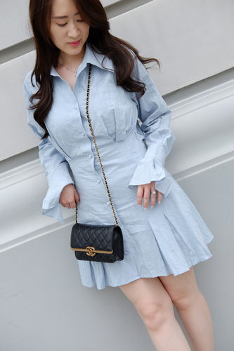 Customer photo review of Off-Shoulder Sleeve Lapel A-Line Dress