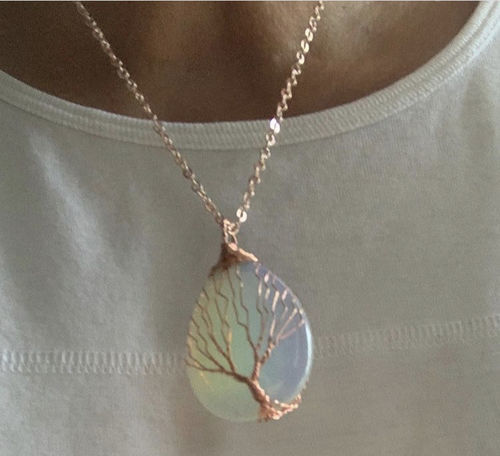 Customer photo review of Handmade Tree Of Life Opalite Necklace