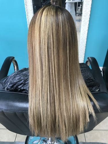 Customer photo review of Full Shine Fusion Nail U Tip Human Hair Extensions 100% Remy Hair Platinum Blonde (#60)