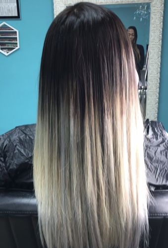 Customer photo review of Full Shine Fusion Nail U Tip Human Hair Extensions 100% Remy Hair Platinum Blonde (#60)