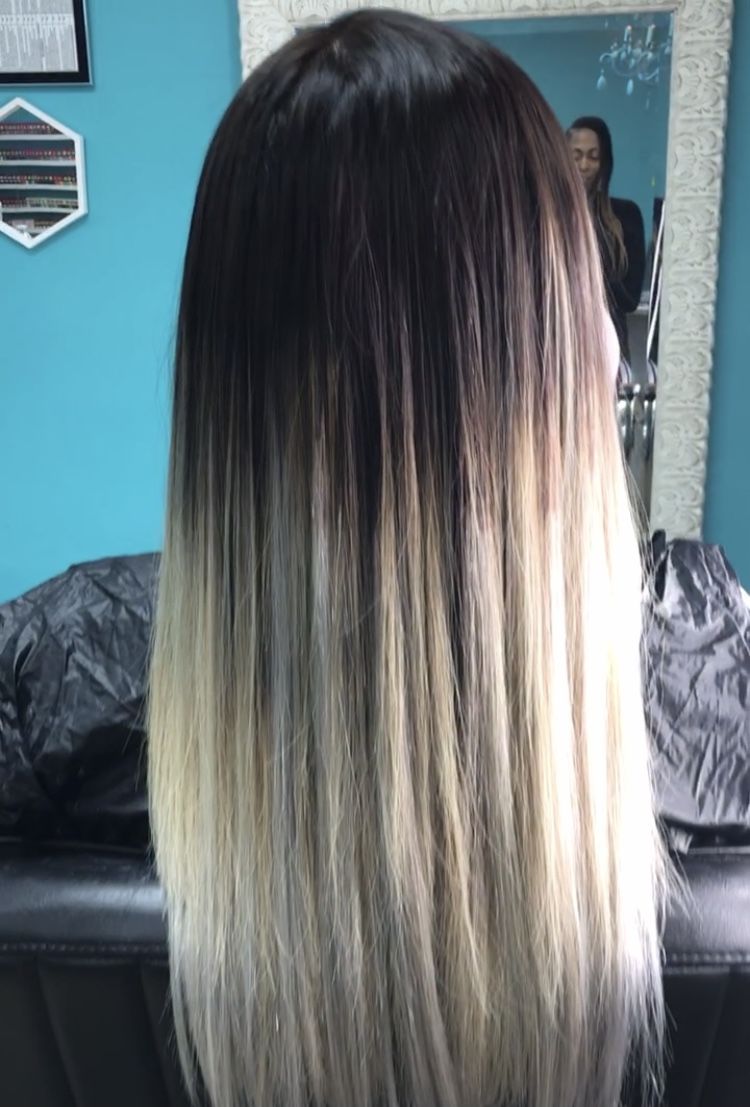 Customer photo review of Full Shine Fusion Nail U Tip Human Hair Extensions 100% Remy Hair Platinum Blonde (#60)