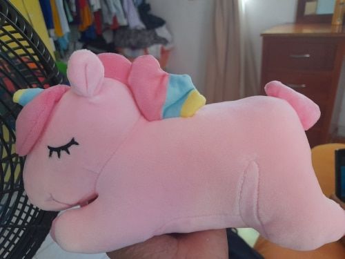 Customer photo review of Jumbo Rainbow Unicorn Plushie Collection