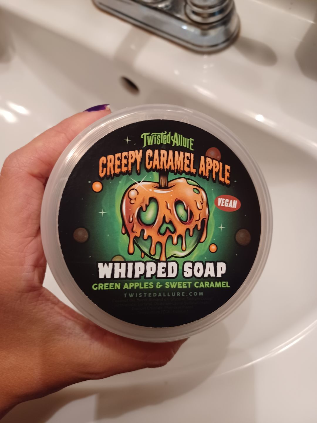 Customer photo review of Creepy caramel apple Whipped Soap