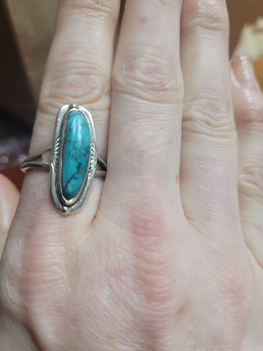 Customer photo review of Southwestern Style Authentic Turquoise Ring Sterling Silver