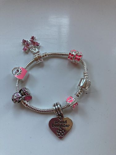 Customer photo review of Children's Granddaughter 'Pink Fairy Dream' Silver Plated Charm Bead Bracelet