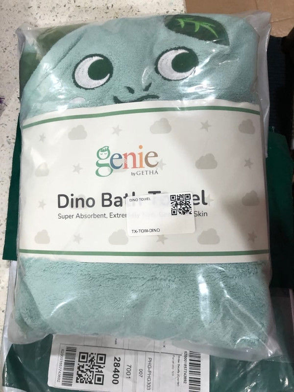 Customer photo review of Genie Dino Bath Towel