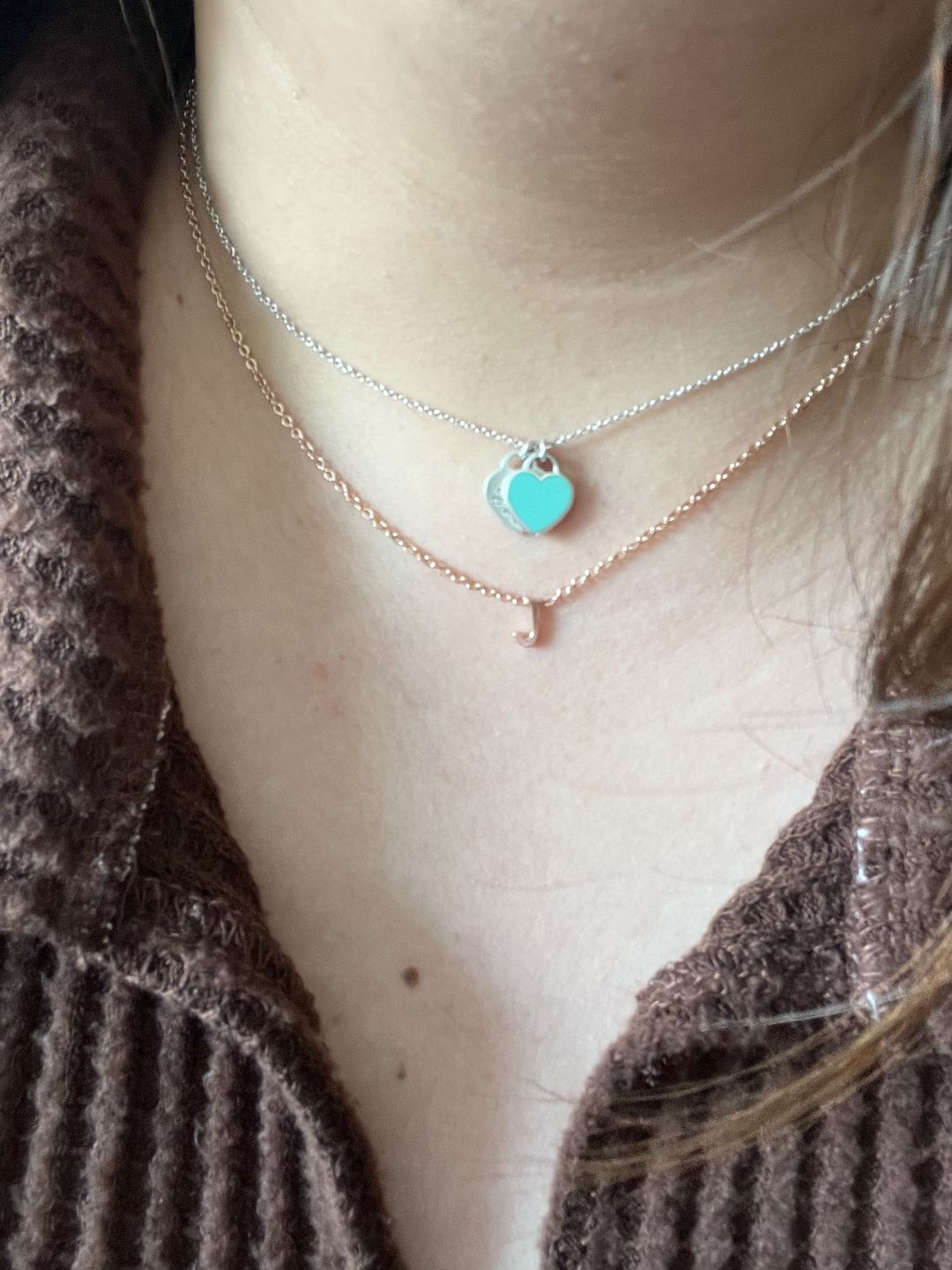Customer photo review of The Original Single Initial Letter Necklace