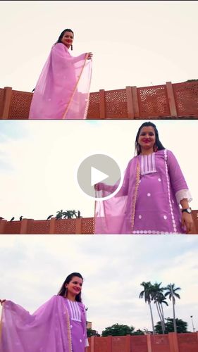 Customer video review of Luxe Pretty Lilac Mulmul Maternity & Nursing Kurta + Bump Band Bottom + Dupatta (3 Pc)
