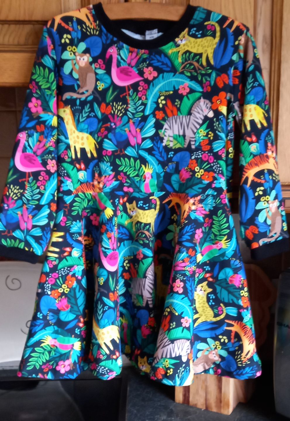 Customer photo review of Animal Jungle on Black French Terry Fabric