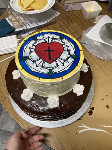 Customer photo review of 20 cm Pre-cut Circle Custom Edible Icing Image