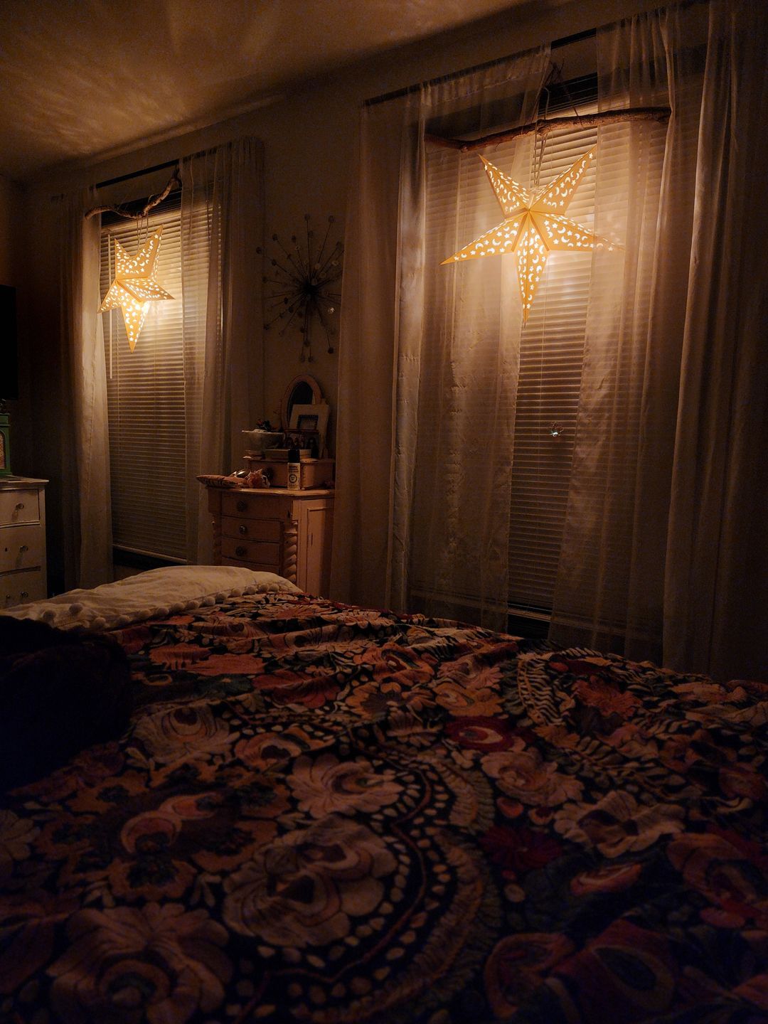 Customer photo review of 24" White Star Moon Cut-Out Paper Star Lantern, Hanging Wedding & Party Decoration