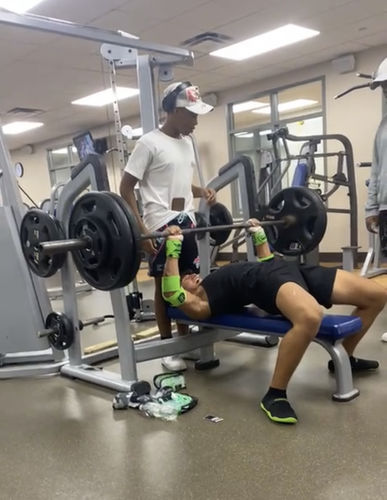 Customer photo review of Personal Record Heavy Duty Premium Elbow Wraps PR903 - Neon